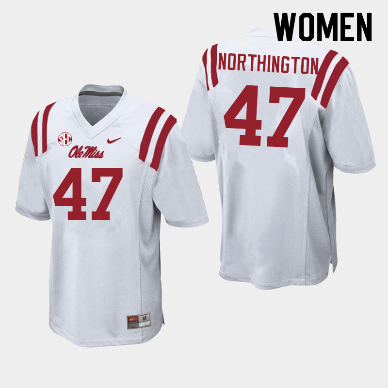 Women #47 Trustin Northington Ole Miss Rebels College Football Jerseys Sale-White - Click Image to Close